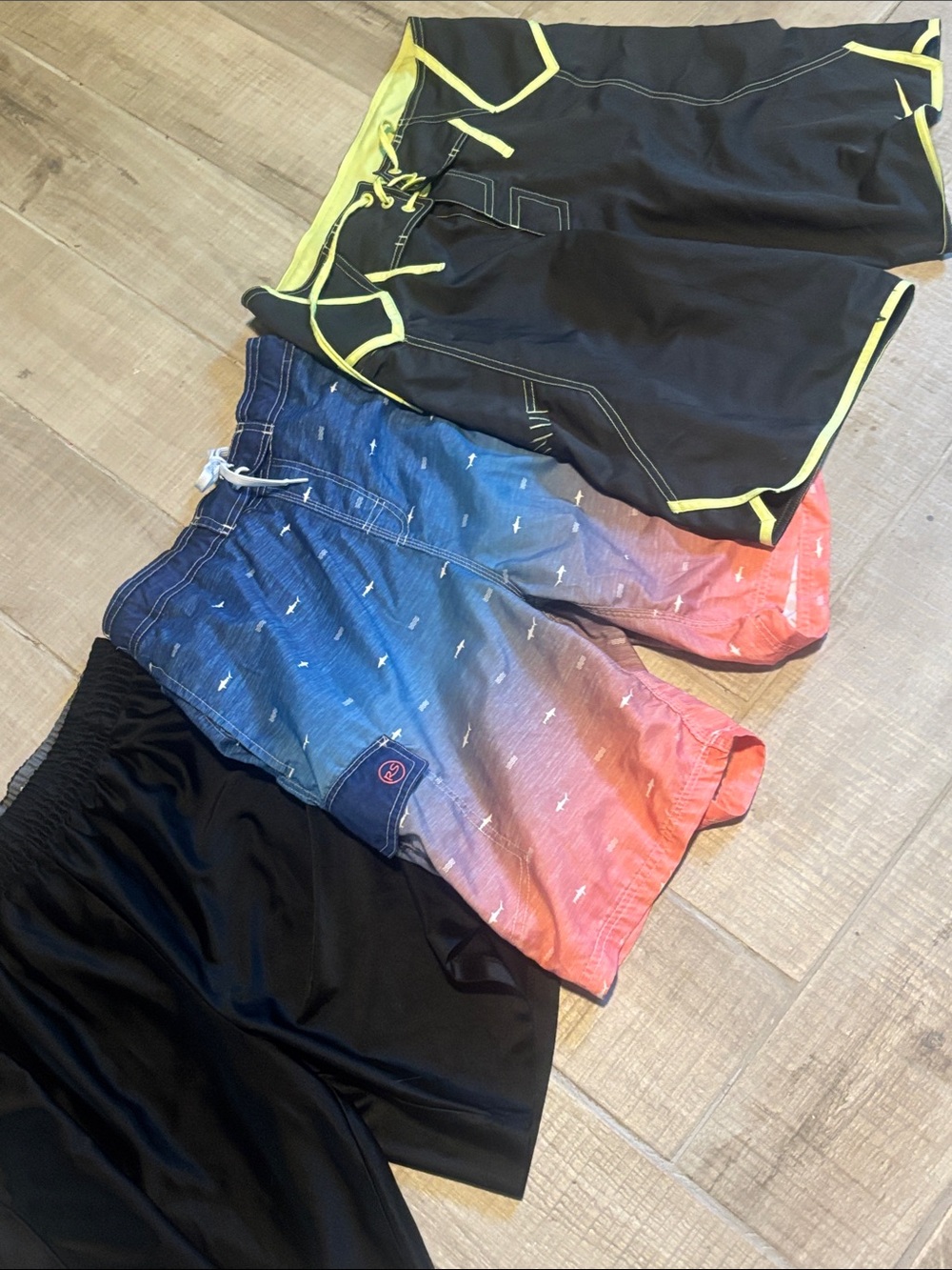 Gradient Blue to Pink Swim Trunks with Small Print